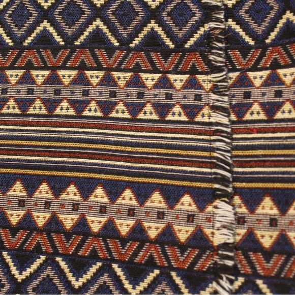 Cato Mini Skirt Sz 12 EUC Fringe Tapestry Native Print Woven - Picture 5 of 11